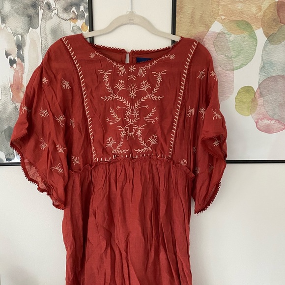 Francescas Burnt Orange Dress w detailed pattern - Picture 2 of 2